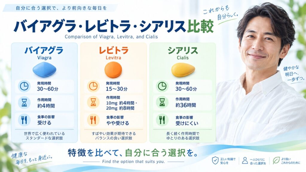 渋谷ウエストクリニックのバイアグラ、レビトラ、シアリス比較